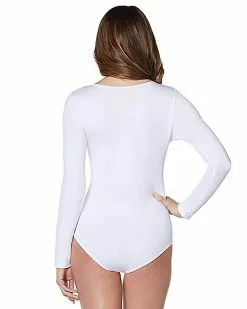 Long Sleeve White Bodysuit 10 Long Sleeve White Bodysuit -Halloween Store 01263854 b