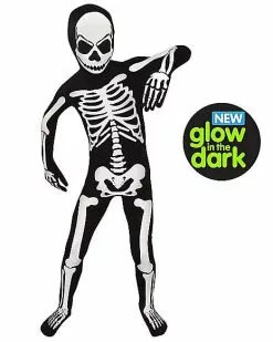 Kids Glow In The Dark Skeleton Morphsuit Costume 5 Kids Glow In The Dark Skeleton Morphsuit Costume -Halloween Store 01303320 b
