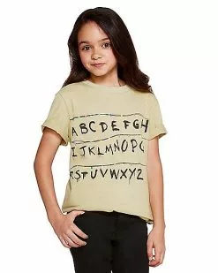 Kids Stranger Things Alphabet Wall T Shirt - Stranger Things 10 Kids Stranger Things Alphabet Wall T Shirt - Stranger Things -Halloween Store 01381797 c