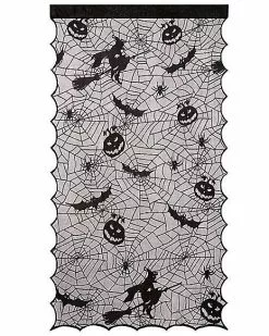 Light Up Lace Spider Web Window Curtain 5 Light Up Lace Spider Web Window Curtain -Halloween Store 01409705 b