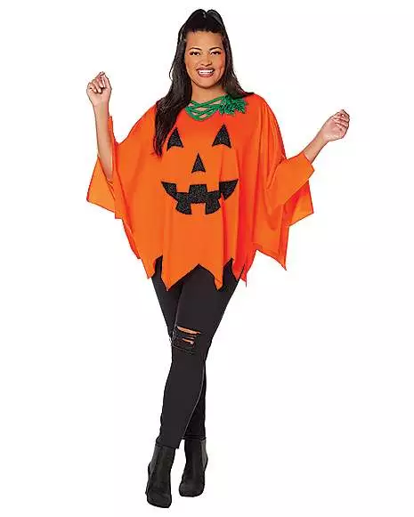 Adult Pumpkin Poncho 3 Adult Pumpkin Poncho