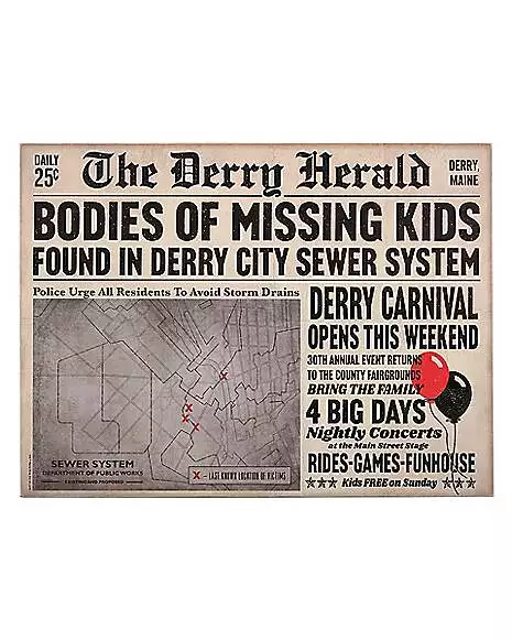 Derry Herald Newspaper Sign - It 3 Derry Herald Newspaper Sign - It