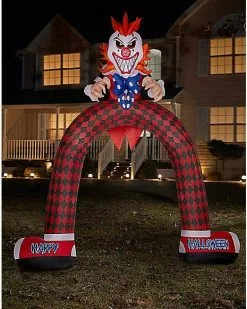 12 Ft LED Scary Clown Archway Inflatable Decoration