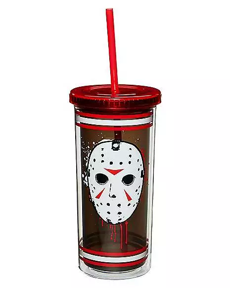 Jason Voorhees Jersey Cup With Straw 20 Oz. - Friday The 13th 3 Jason Voorhees Jersey Cup With Straw 20 Oz. - Friday The 13th