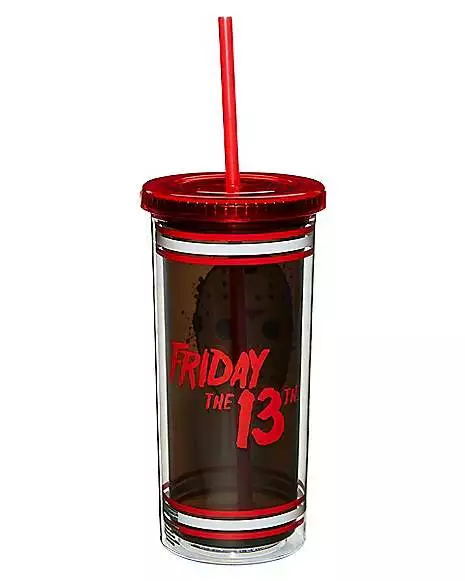 Jason Voorhees Jersey Cup With Straw 20 Oz. - Friday The 13th 4 Jason Voorhees Jersey Cup With Straw 20 Oz. - Friday The 13th - Image 2