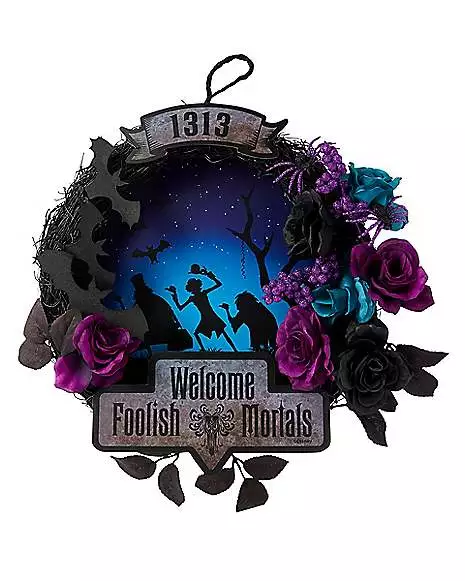 Light-Up Welcome Foolish Mortals Wreath - The Haunted Mansion 3 Light-Up Welcome Foolish Mortals Wreath - The Haunted Mansion