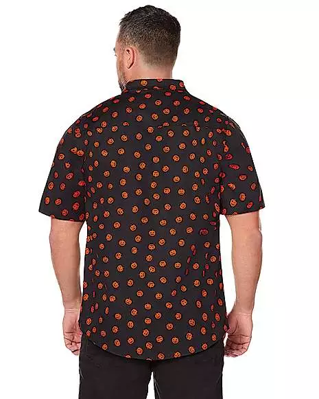 Pumpkin Print Button Down Plus Size Shirt 4 Pumpkin Print Button Down Plus Size Shirt - Image 2