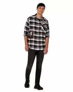 Adult Ghost Face Flannel Shirt 7 Adult Ghost Face Flannel Shirt -Halloween Store 01587112 c