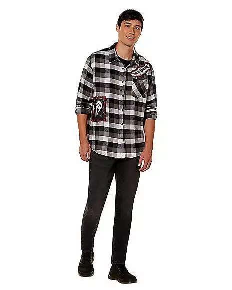 Adult Ghost Face Flannel Shirt 5 Adult Ghost Face Flannel Shirt - Image 3