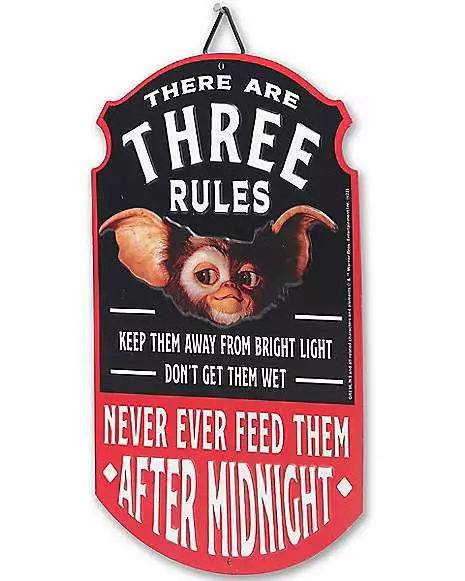 Three Rules Gizmo Sign - Gremlins 4 Three Rules Gizmo Sign - Gremlins - Image 2