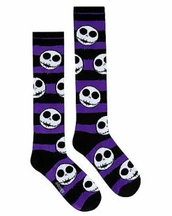 Jack Skellington Striped Knee High Socks - The Nightmare Before Christ