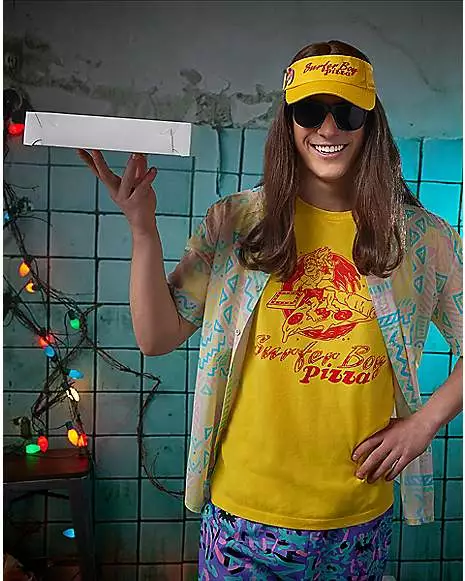 Adult Surfer Boy Pizza T Shirt - Stranger Things 4 Adult Surfer Boy Pizza T Shirt - Stranger Things - Image 2